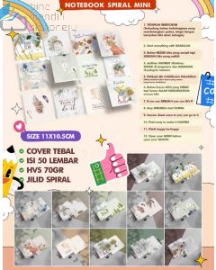 contoh gambar produk Notebook Spiral Mini A5 dan A6 hvs 70gsm 50 Halaman 12 Tema tersedia di toko ATK bina mandiri stationery