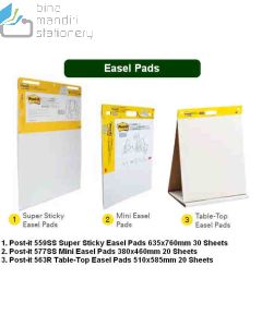 3M Post-it Lengkap murah barang Perlengkapan Kantor 3M Post-it Easel Pads 563R (Table-Top) - 559SS (Super Sticky) – 577SS (Mini Easel Pads) di toko alat tulis grosir Bina Mandiri stationery