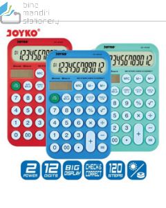 Contoh Kalkulator Meja 12 Digit Joyko Calculator CC-47CO (Red,Green,Blue) merek Joyko