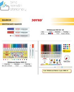 Jual Spidol Papan Tulis Bisa di Hapus Erasable Joyko White Board Marker WM-28/WM-29/WM-30 Black,Blue,Red termurah harga grosir Jakarta