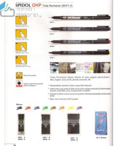 Katalog brosur gambar perlengkapan Spidol OHP contoh Snowman OHP Permanent Marker OPF-6  (Fine - 6 Colour) Pena Spidol