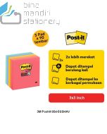 3M Post-it Super Sticky Notes 654-5SSHAV, assorted colors and sizes tersedia di distributor peralatan kantor bina mandiri stationery